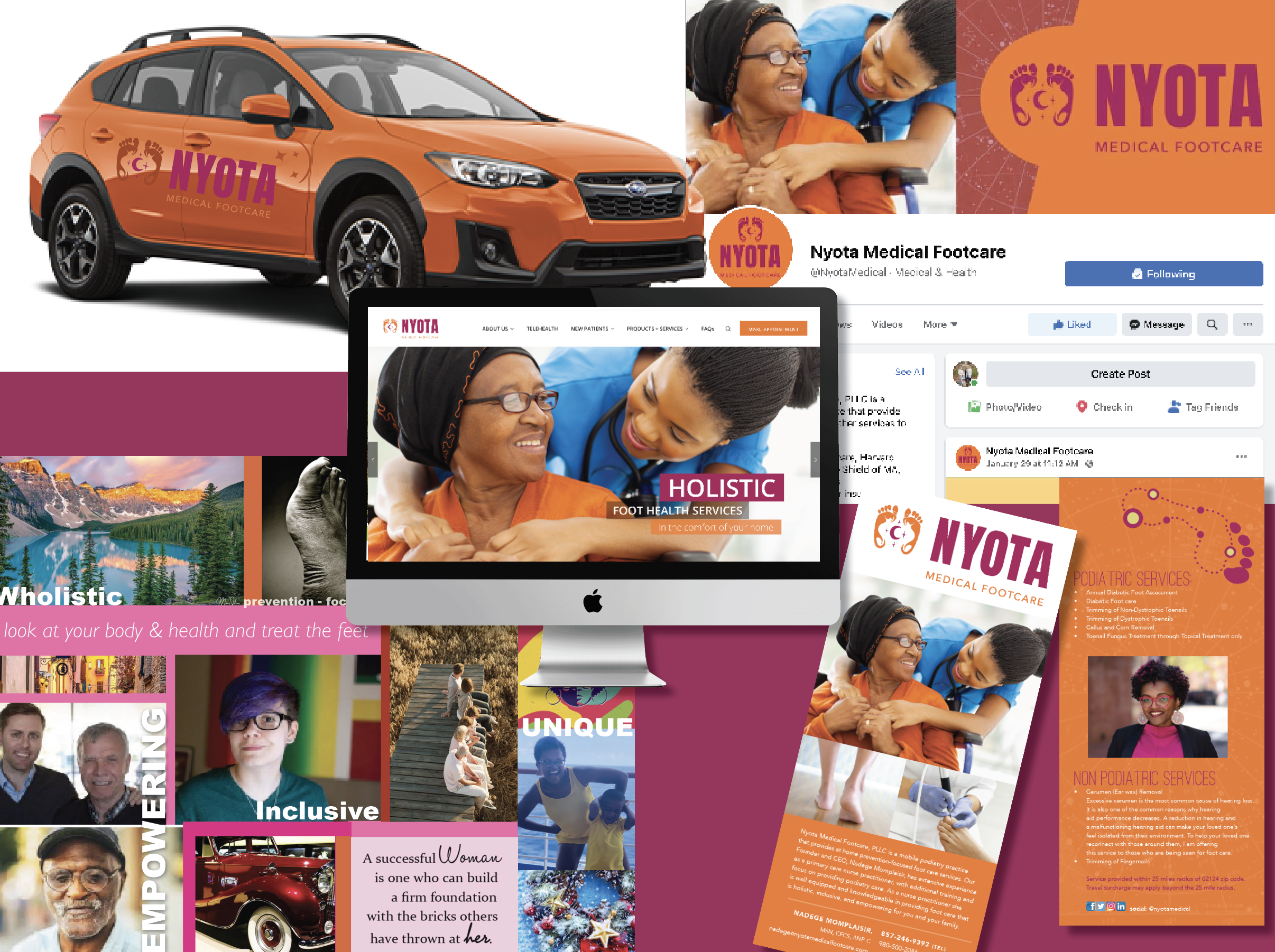 Healthcare branding Podiatry clinic logo Mobile foot care branding Holistic healthcare services Braintree MA podiatrist Nurse practitioner branding Nyota Medical Footcare case study Brandworth branding project Patient-focused marketing Healthcare Branding